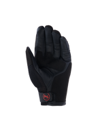 Alpinestars Manti Air Gloves, Adventure Motorcycle Gloves, Black, palm view featuring reinforced leather palm, breathable mesh on the thumb, and red circular 'AS' logo on the wrist closure.