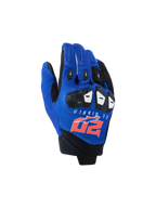 Alpinestars FQ20 SP X 1 Gloves, Sport Motorcycle Gloves, Blue/Black/Red Fluo, featuring El Diablo and 20 branding on the back, textile mesh top with black knuckle protection, streamlined design for racing and sport riding