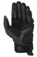 Alpinestars Phenom Leather Air Gloves, Black, palm side view featuring premium goat leather construction, reinforced grip zones, and an adjustable Velcro wrist closure.