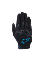 Alpinestars Stella SP X 3 Women's Motorcycle Gloves, Black and Blithe Blue, featuring TPU knuckle protection and 3D mesh.