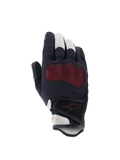 Alpinestars Stella Mogress Airflow Gloves, Women's Motorcycle Gloves, Black Ecru Fading Coral, backhand view featuring 3D mesh inserts, Nucleon Plasma knuckle protection, and a hook-and-loop wrist closure.
