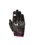 Alpinestars Stella SMX-1 Air V2 Women's Motorcycle Gloves, black and fuchsia leather mesh with hard knuckle protection.