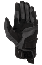 Alpinestars Women Stella Phenom Leather Air Glove, Black, palm view showing reinforced goat leather construction, padded landing zones, ergonomic stretch inserts, and velcro wrist strap with pull tab