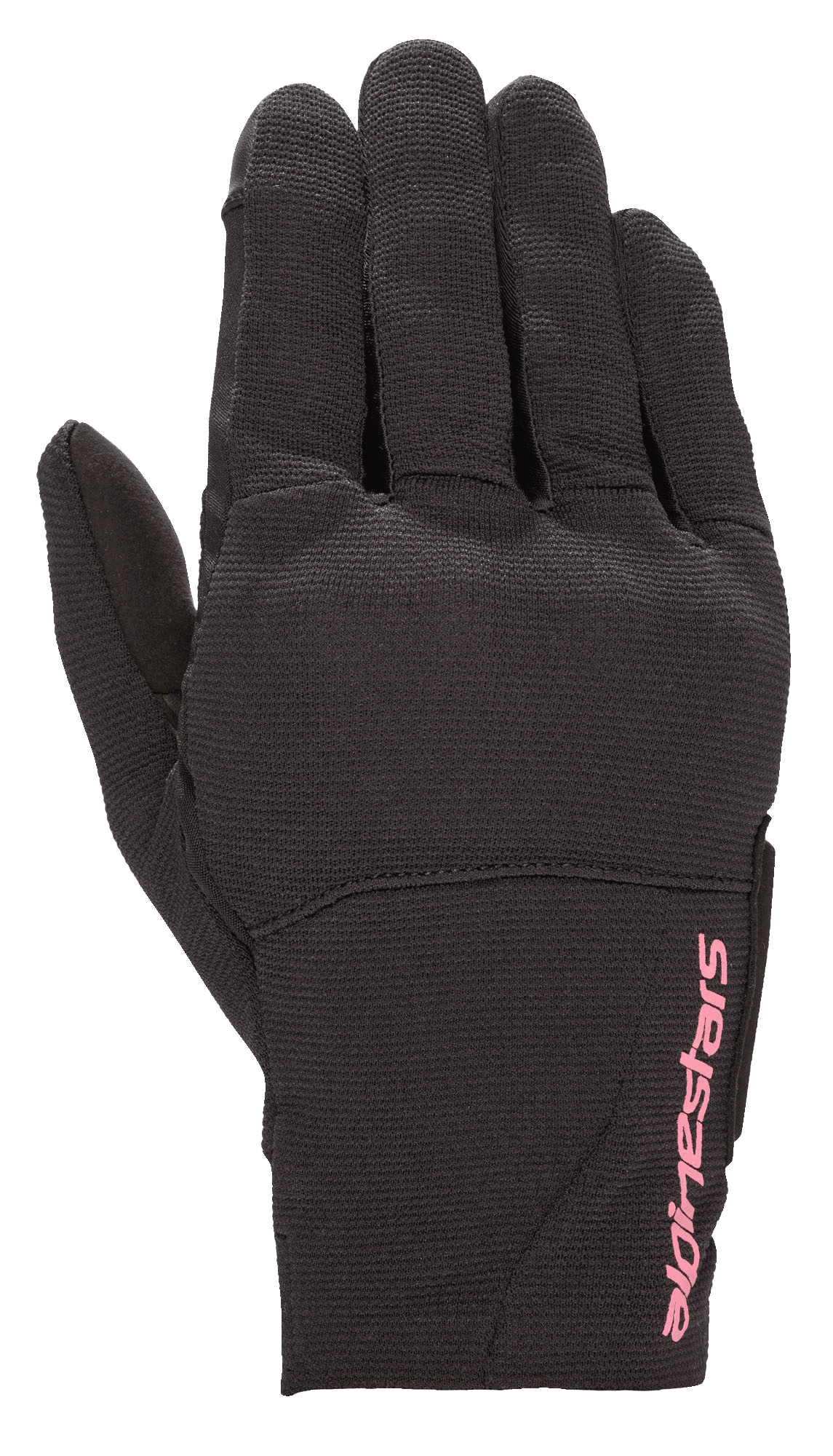 Alpinestars Women Stella Reef Gloves, Urban Motorcycle Gloves, Black with Fuchsia Pink Logo, stretch fabric construction, short cuff design, textured material for city riding