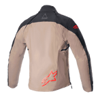Alpinestars Techdura Jacket, Off-Road Enduro Jacket, Black Falcon Brown, back view without tactical vest, featuring red Astars logos and durable polyamide canvas construction.