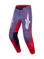 Alpinestars Supertech Hiten AFD Motocross Pants in purple and red with laser-cut ventilation and a precise race fit.