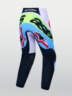 Alpinestars Supertech Dyna Pants, Men's Motocross Pants in Green Fluo and Black, rear view showing stretch rip-stop fabric.