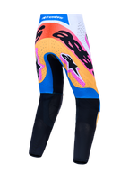 Men's Alpinestars Supertech Dyna Motocross Pants in blue and orange, rear view with perforated panels and athletic race fit.