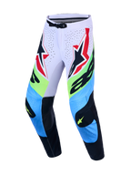 Alpinestars Supertech Dyna Pants, Men's Motocross Racing Pants in Light Lilac and Fluo Green with leather knee panels.