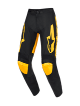 Alpinestars 2026 Racer Riway Pants, Motocross Pants, Yellow and Black, featuring bold yellow logos on the thighs and yellow knee panels, ergonomic pre-curved design, durable polyfabric construction for professional off-road racing