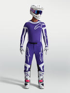 Alpinestars Supertech Vesta Pants, Men's Motocross Pants in Deep Blue and White, featuring an athletic fit and rip-stop fabric.