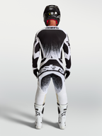 Alpinestars Techstar Swan Pants and Jersey, Men's Motocross Gear Set in Black and White with athletic race-fit and back branding.