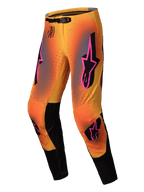 Alpinestars 2025 Supertech Lipan Pants, Men's Motocross Off-Road Pants in Yellow and Pink with Black accents, featuring a stretch rip-stop design, magnetic buckle closure, and goat leather knee panels