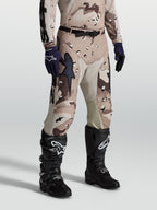 Alpinestars Racer Lone Pants, men's motocross gear in Desert Camo, featuring 600D polyfabric and leather inner knee panels.