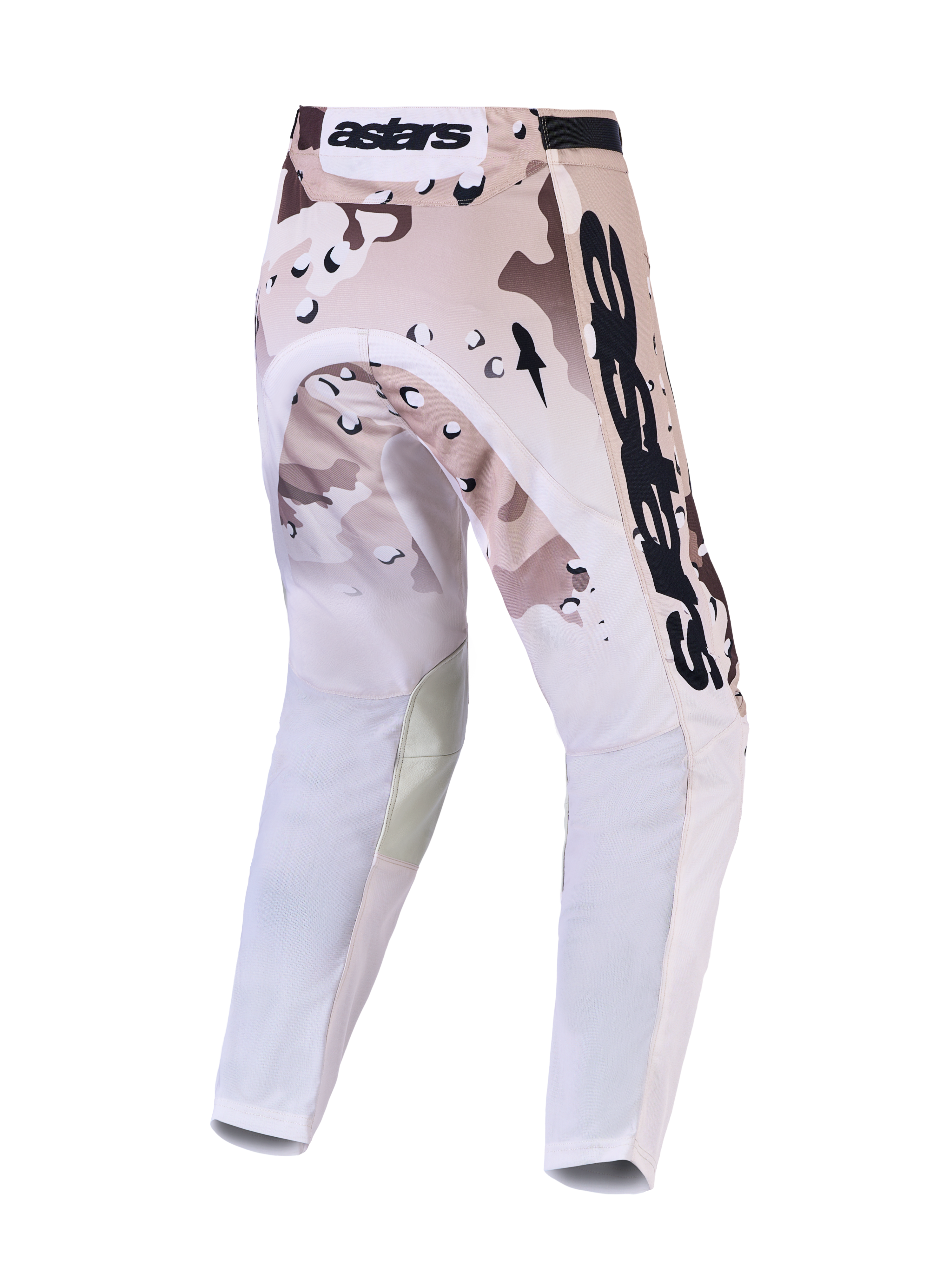 Alpinestars Racer Lone Pants, sand camo motocross gear for men, featuring pre-curved legs and durable stretch panels.