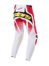 Alpinestars 2026 Techstar Nomur Pants, Motocross Pants, White Red and Black, rear view featuring yellow 'Stars' branding and red speckled graphics, durable multi-panel construction for off-road racing