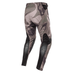 Alpinestars 2024 Racer Tactical Pants, Motocross Pants, Military Green Camo Brown, back view showing black breathable stretch panels on lower legs and camouflage design, durable textile for off-road racing