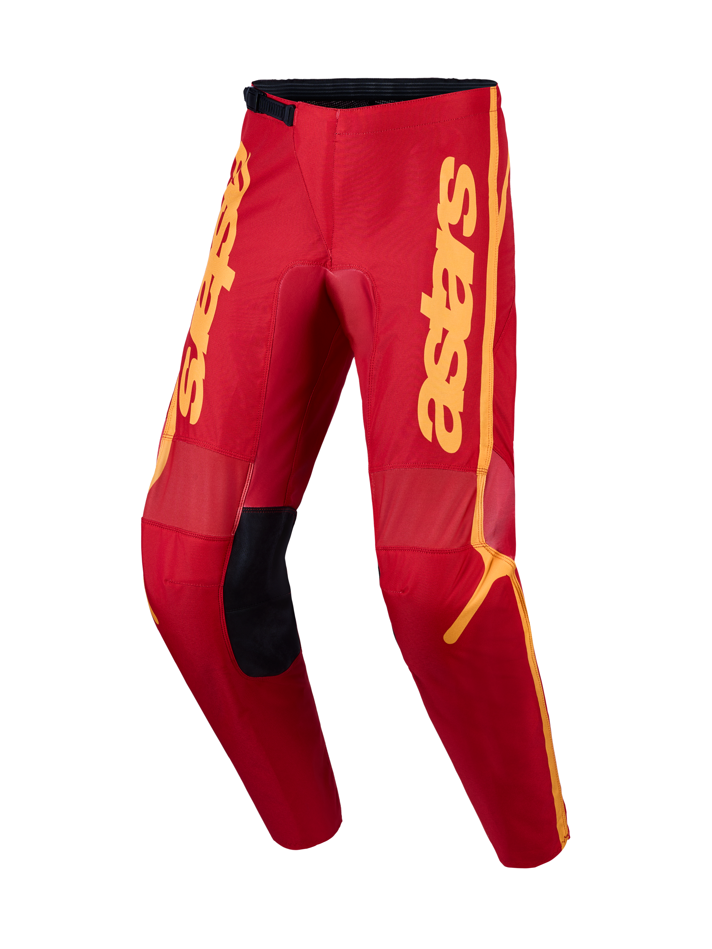 Alpinestars Fluid Apex V2 Pants, Men's Motocross Pants, Fire Red and Gold, lightweight polyfabric with 600D reinforcements.