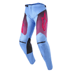 Alpinestars 2024 Racer Hoen Pants, Motocross Pants, Lavan Purple and Black, light blue lavender chassis with purple fade thigh panels and pink star logo, black inner knee panels, pre-curved ergonomic design for off-road performance
