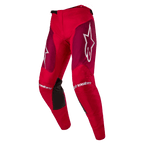 Alpinestars 2024 Racer Hoen Pants, Motocross Pants, Mars Red Burgundy, featuring burgundy thigh panels and white Alpinestars branding on the knees and hips, black inner knee grip panels, sporty pre-curved design for off-road performance