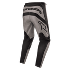 Alpinestars 2024 Fluid Lurv Pants, Motocross Pants, Mud Black, rear view showing bold Alpinestars branding across the back and star logo on the right thigh, grey and black paneled design with durable 600D poly-fabric for off-road riding.