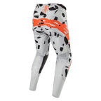Alpinestars 2024 Techstar Rantera Pants, Motocross Pants, Haze Gray Camo, Rear view showing large orange logo across the seat, black graphic patterns on gray fabric, athletic design for off-road performance
