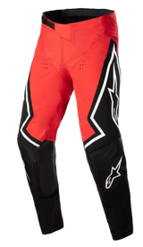 Alpinestars Techstar Acumen LE Pants, Motocross Pants, Red Black and White, featuring black panels with large white star logos, articulated 3D knee design, and durable textile construction for high-performance off-road racing.