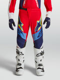 Alpinestars Youth Supertech Dyna Pants, Fire Red and Navy Blue motocross racing pants with a premium athletic stretch fit.