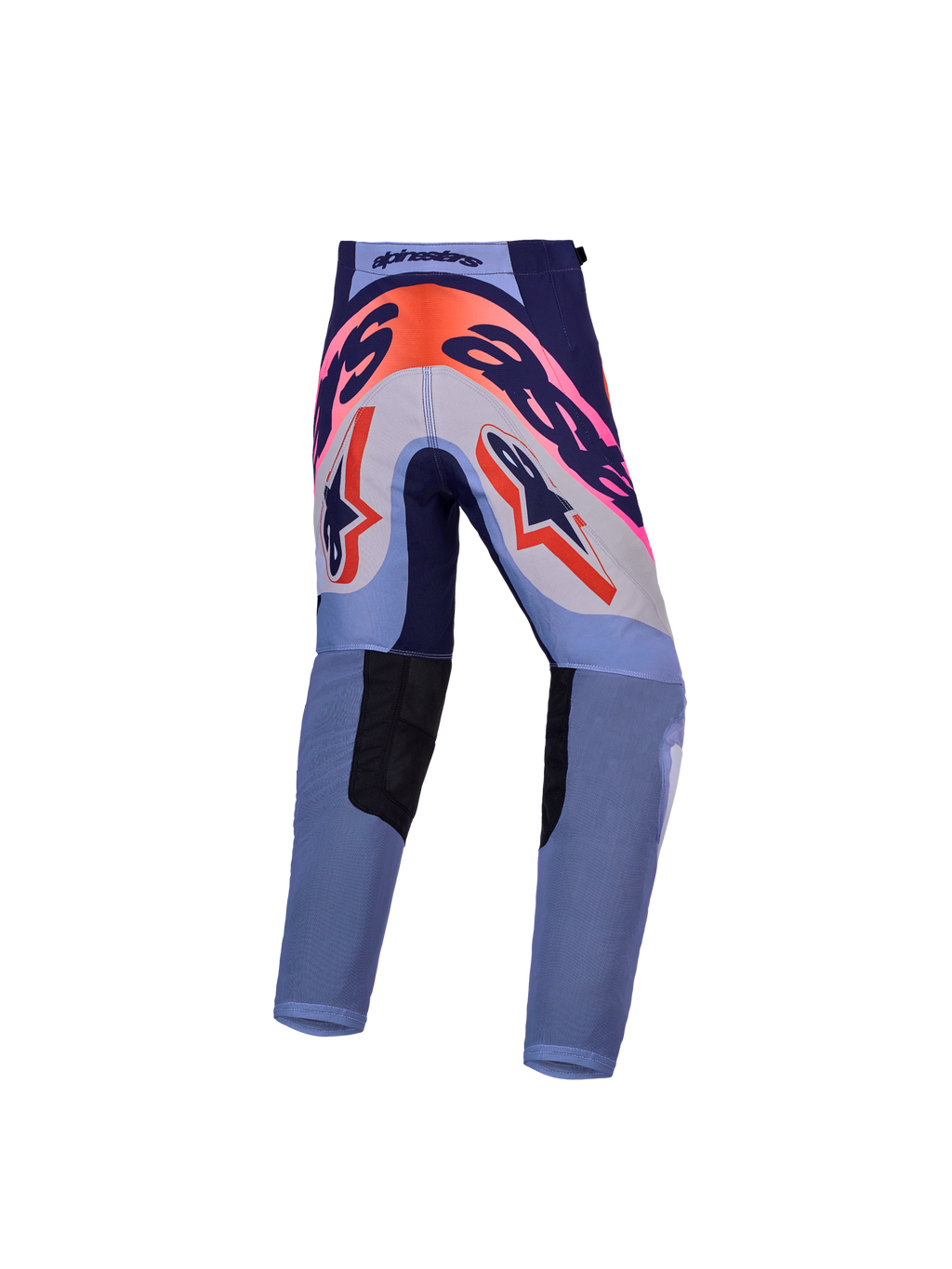Alpinestars Youth Supertech Dyna Pants, purple and pink fluo motocross racing pants with durable 600D seat reinforcement.