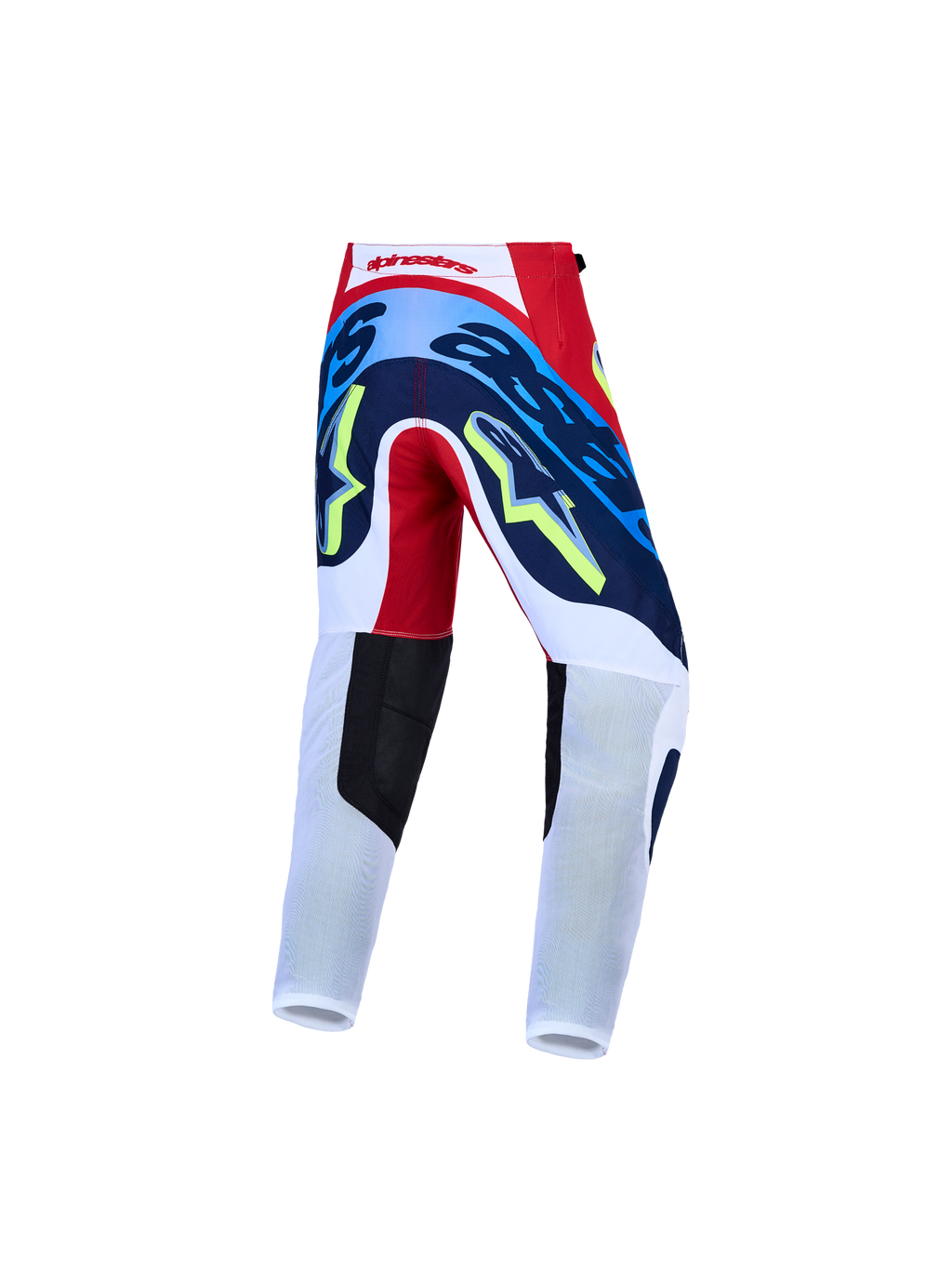 Alpinestars Youth Supertech Dyna Pants AND Gear Set, motocross racing pants in red, white, and navy blue, rear view.