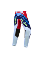Alpinestars Youth Supertech Dyna Pants for Motocross, Red, White, and Navy Blue, featuring durable 4-way stretch textile.