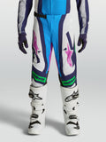 Alpinestars Youth Supertech Maven Pants, white and blue motocross gear with fluo green accents and athletic performance fit.