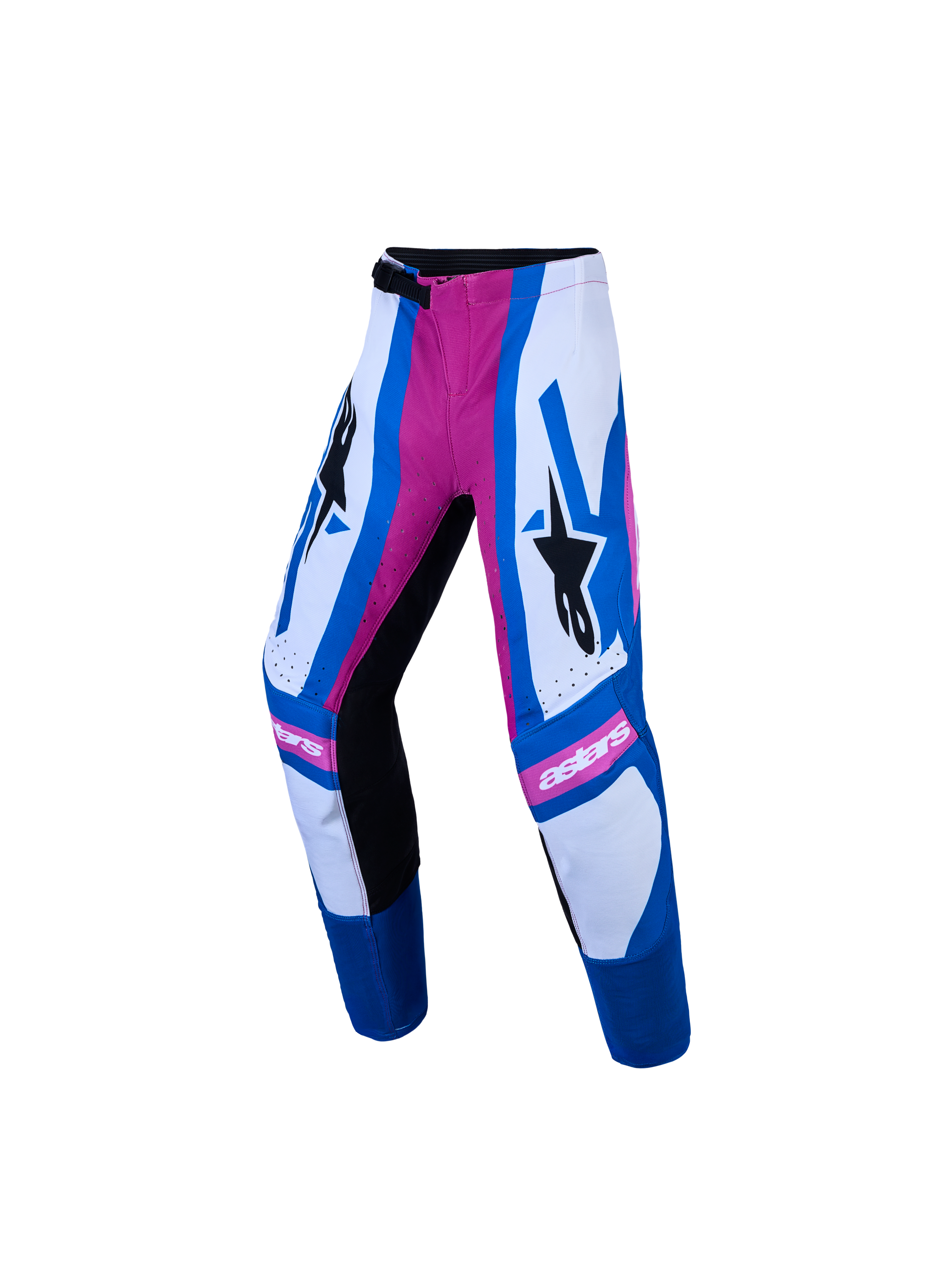 Alpinestars Youth Supertech Maven Pants AND Gear Set, youth motocross pants, white, hot coral pink, and blithe blue.