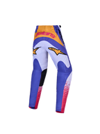 Alpinestars Youth Fluid Drag Pants and Gear Set, blue and lilac motocross pants with gold accents and reinforced seat.