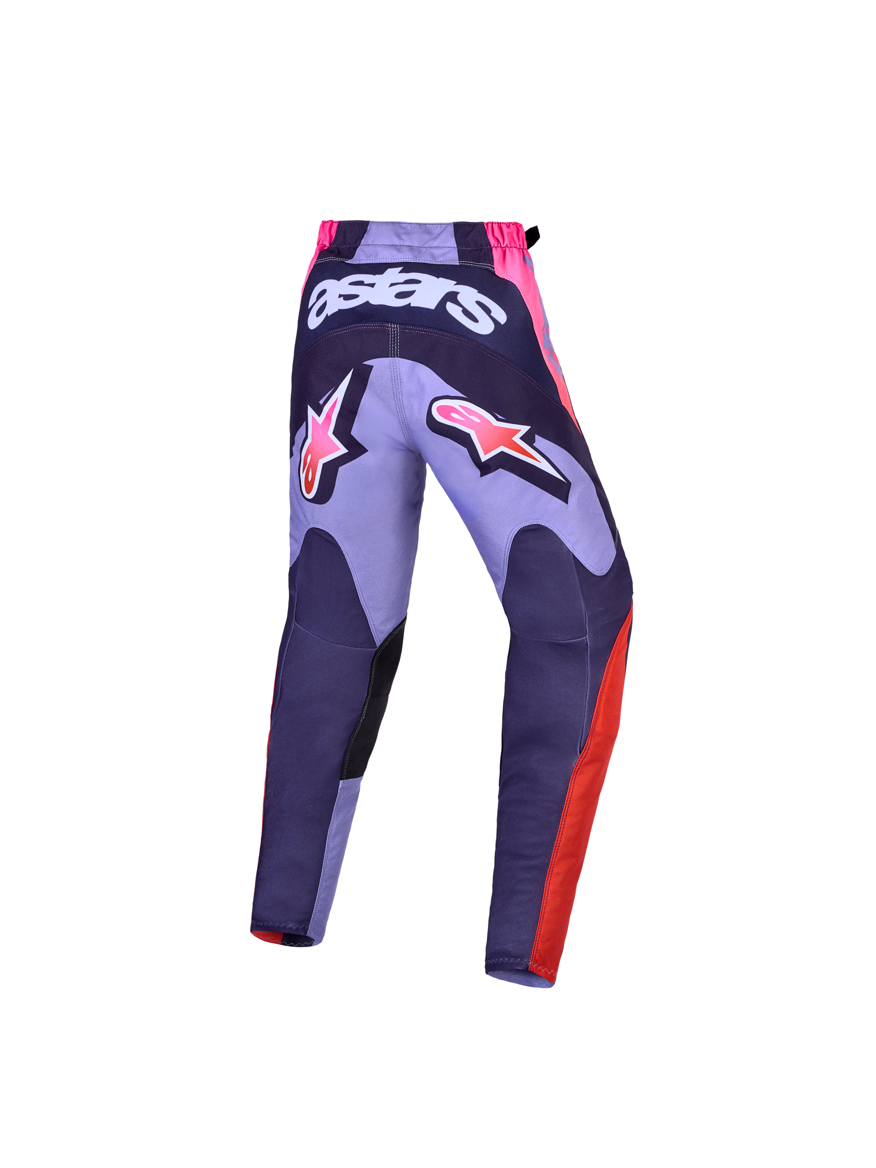 Alpinestars 2027 Youth Fluid Hunt Pants, purple and pink motocross pants with rear Astars branding and sport fit.