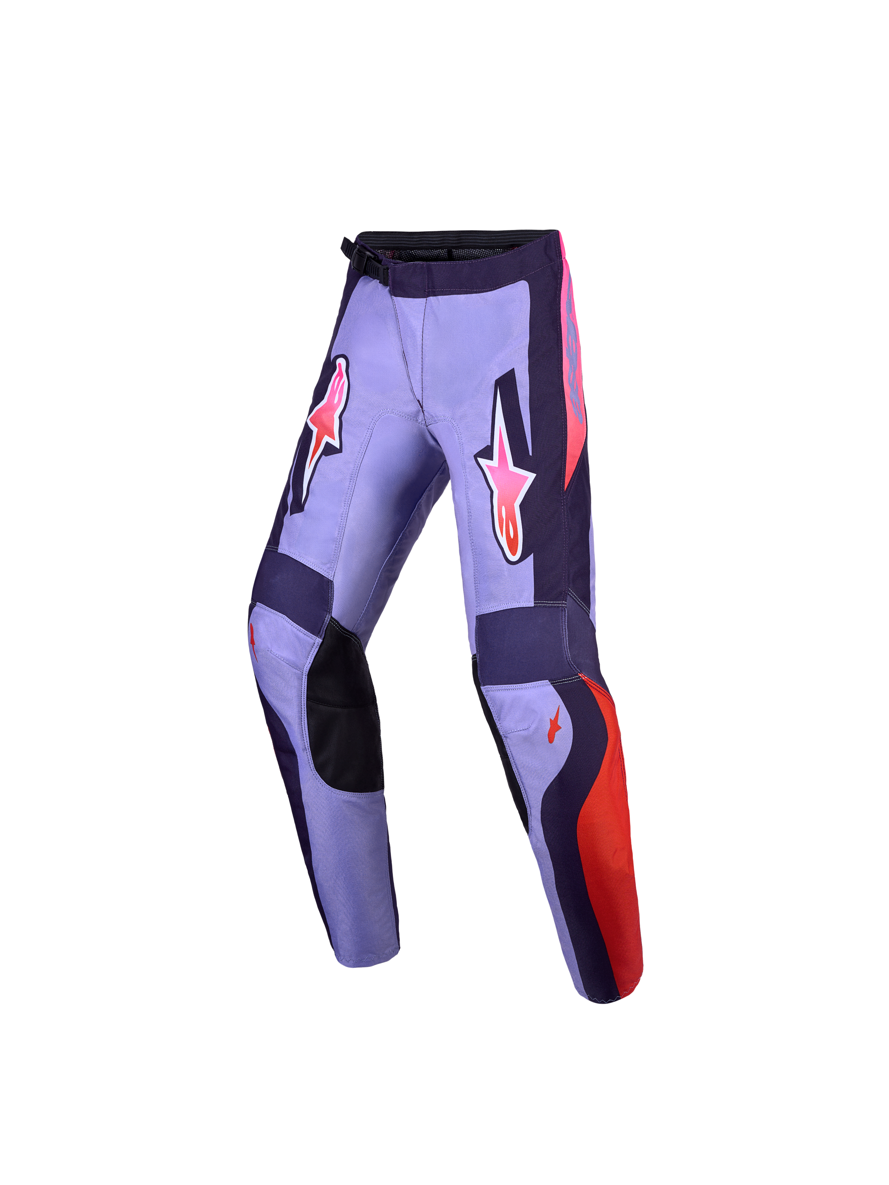 Alpinestars 2027 Youth Fluid Hunt Pants, purple and pink motocross pants with durable 600D textile and ergonomic sport fit.