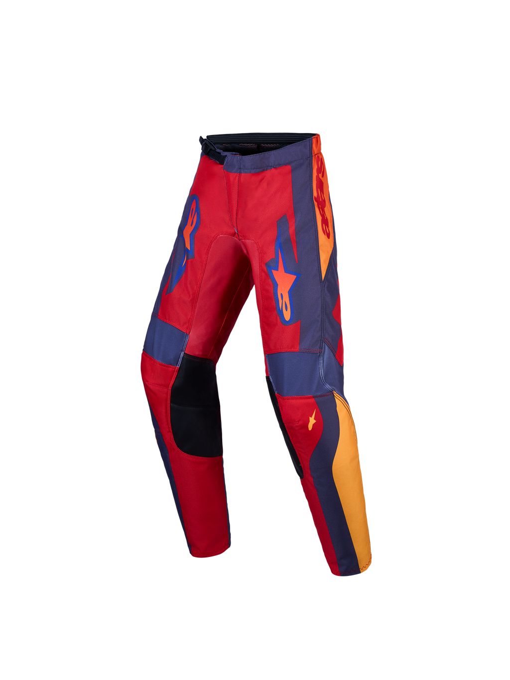 Alpinestars Youth Fluid Hunt Pants, youth motocross pants in Fire Red and Graystone, with reinforced knees and stretch panels.