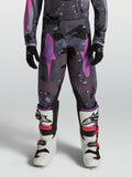 Alpinestars Youth Fluid Lone Pants in gray camo and purple, durable 600D polyfabric gear for off-road motocross.
