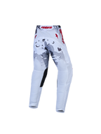 Alpinestars Youth Fluid Lone Pants, youth motocross gear in gray camo and white with red accents and reinforced seat.