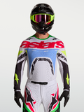Alpinestars 2027 Supertech Dyna Jersey, Men's Motocross Gear, Light Lilac and Green Fluo, ventilated stretch mesh.