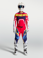 Alpinestars Supertech Dyna Jersey, Motocross Racing, Men's, Fire Red and Navy Blue, Stretch Mesh, full gear on model.