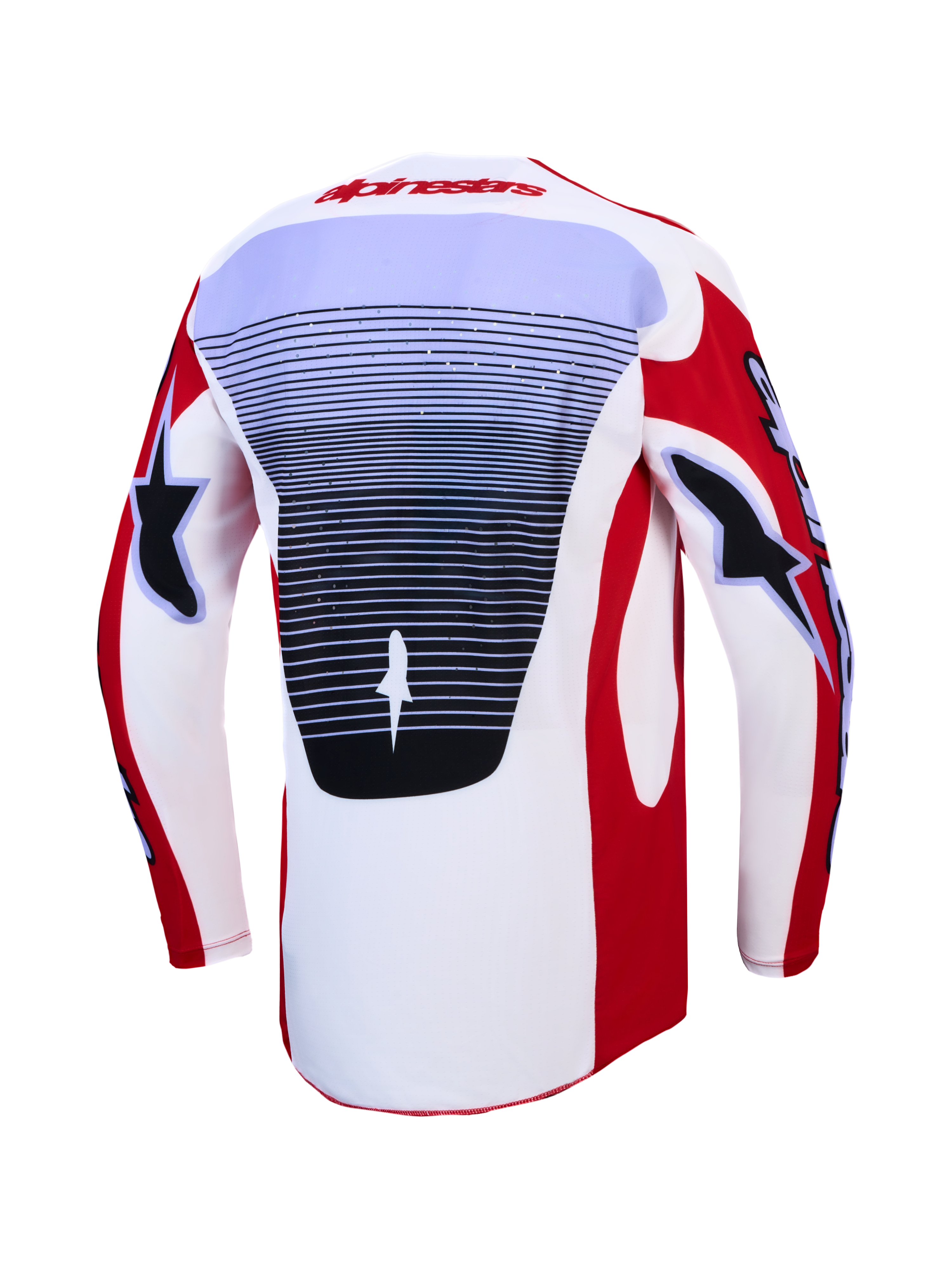 Alpinestars Techstar Maven Jersey AND 2027 Techstar Maven Gear Set, Red and White motocross jersey with a vented rear panel.