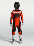 Alpinestars Techstar Swan Jersey and Gear Set, Men's Cardinal Red and Black motocross outfit with white performance boots.