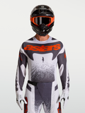 Alpinestars Techstar Swan Jersey, men's motocross racing top in white and gray with red fluo accents and athletic race fit.