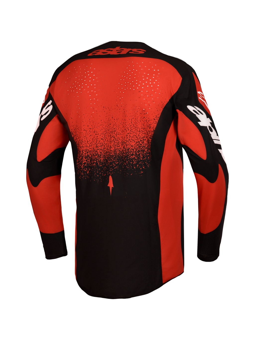 Alpinestars Techstar Swan Jersey AND Gear Set, Men's Red/Black Motocross Jersey, back view with laser-cut ventilation.