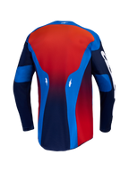 Alpinestars 2027 Racer Hunt Jersey, back view of a blue and red men's motocross jersey with a moisture-wicking extended hem.