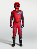Alpinestars Racer Hunt Gear Set and Racer Hunt Pants, Men's Red and Graystone motocross racing outfit with jersey, matching pants, helmet, and black boots.