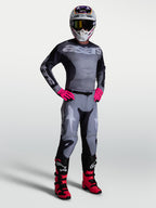 Alpinestars 2027 Racer Amber Jersey and Gear Set, men's gray and pink motocross outfit with an athletic fit.