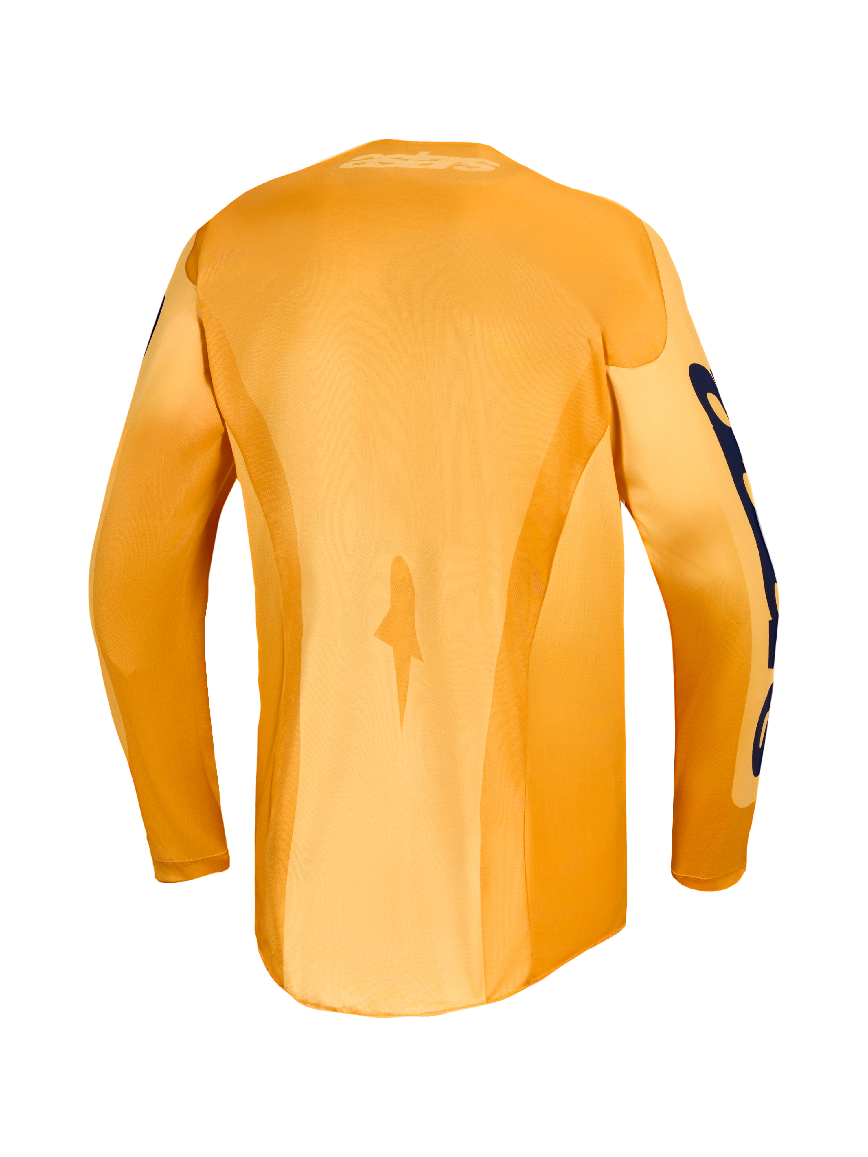 2027 Alpinestars Racer Amber Jersey AND Gear Set, back view of orange and deep blue moisture-wicking motocross top.