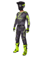 Alpinestars 2025 Racer Hollow Gear Set, full motocross outfit, gray camouflage and neon yellow, includes jersey, pants, matching black and yellow helmet, goggles, gloves, and bright yellow boots, high-performance off-road racing gear